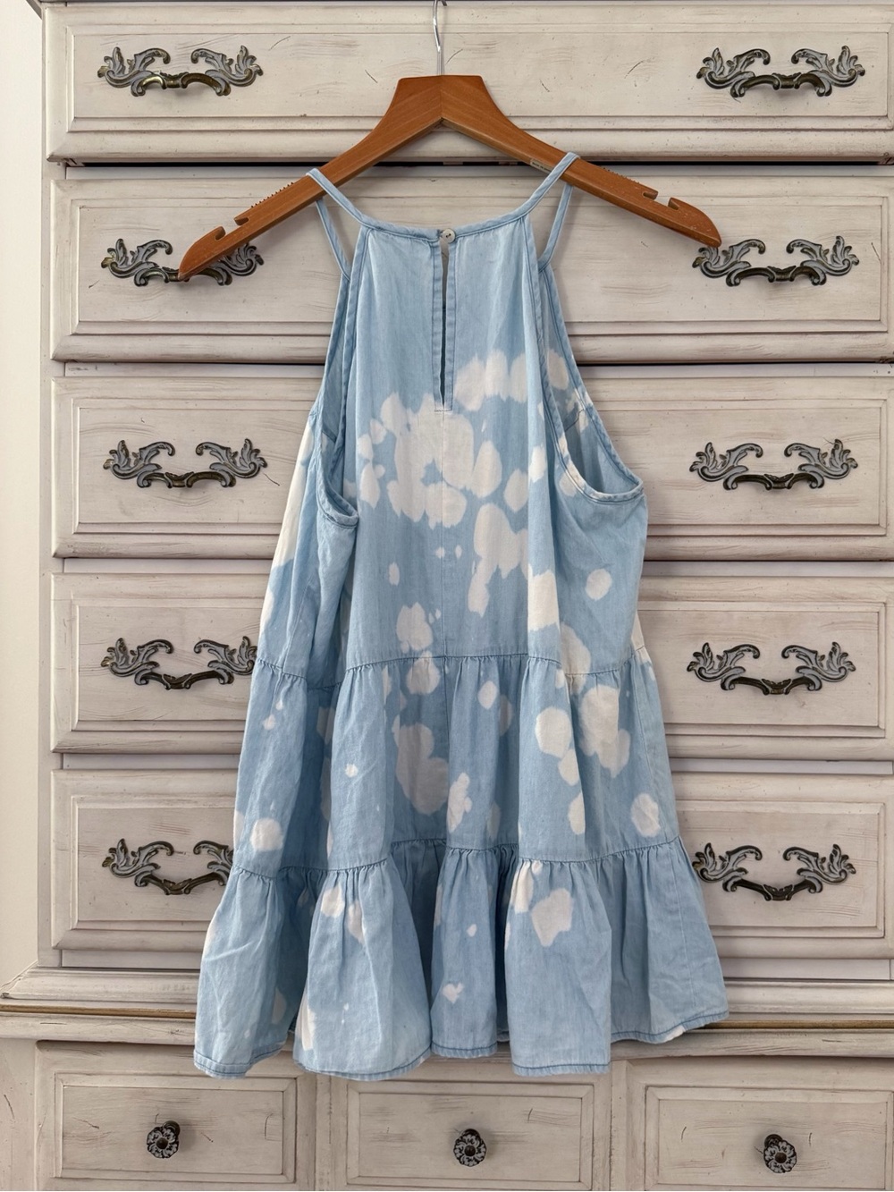 Vici Chambray Acid Wash Babydoll Top - Picture 2 of 4
